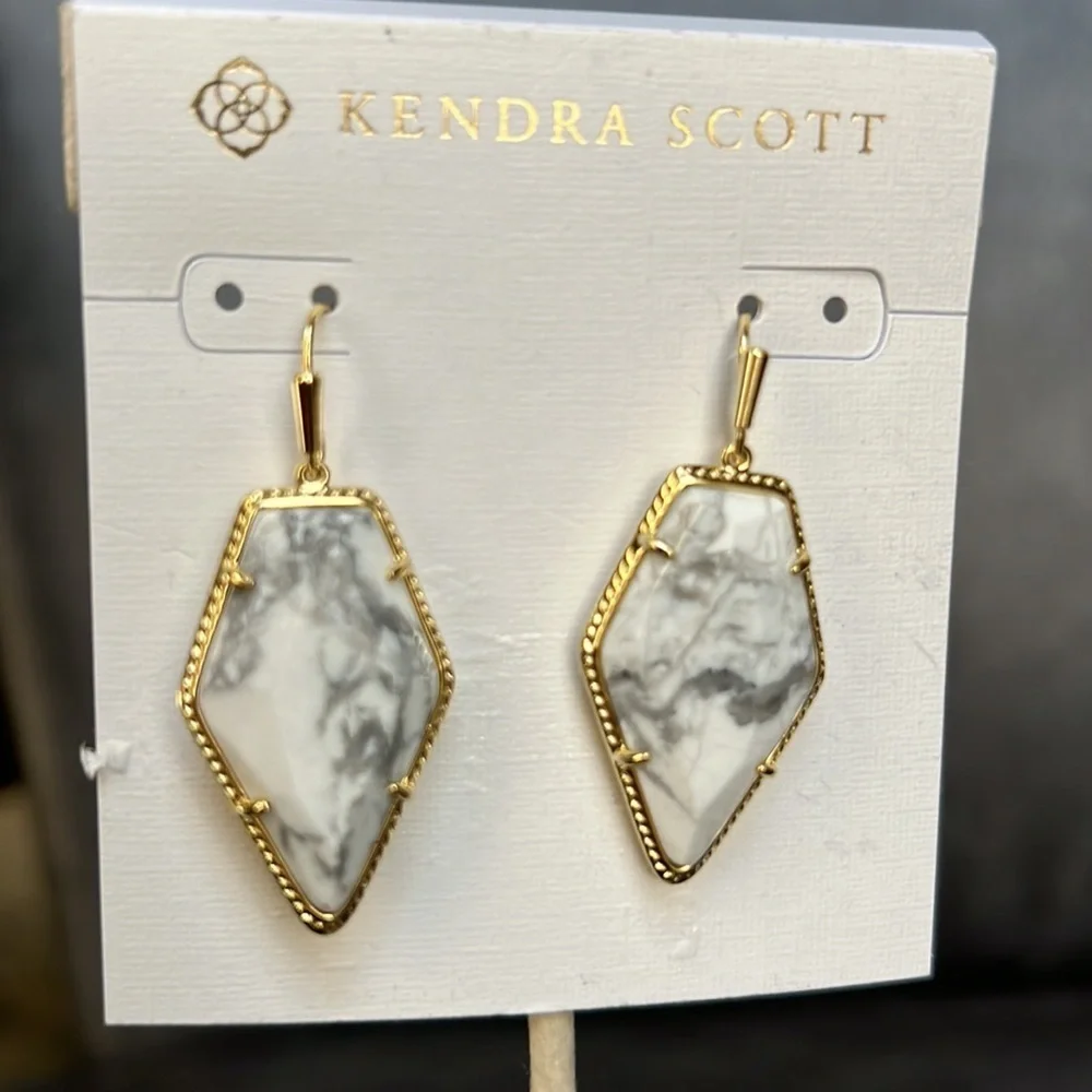 KENDRA SCOTT Framed Tessa Drop Earrings in White Howlite NWT 80$